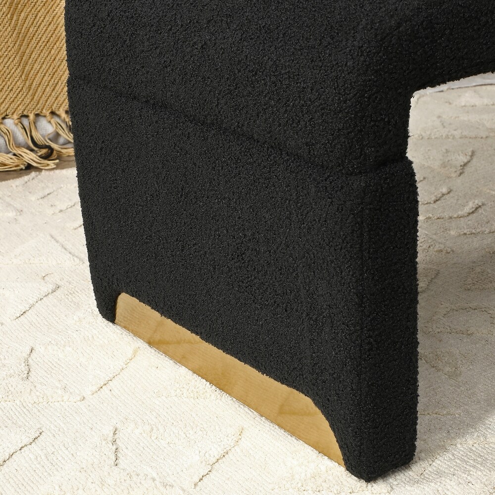 Modern Sherpa Fabric Upholstered Ottoman Bench Entryway Bench