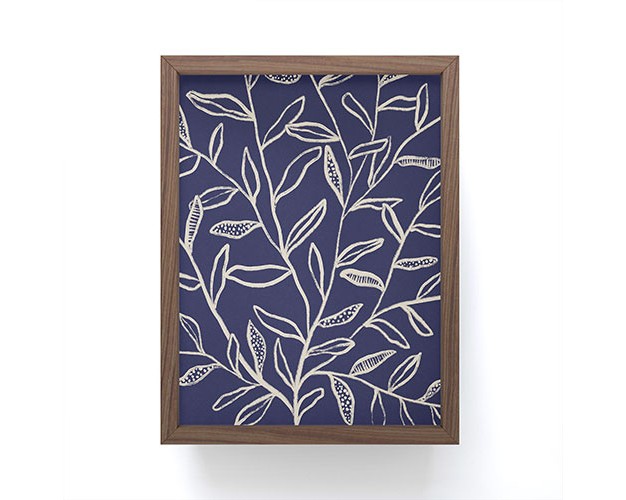 Alisa Galitsyna Navy Blue Patterned Leaves Framed Mini Print Society6