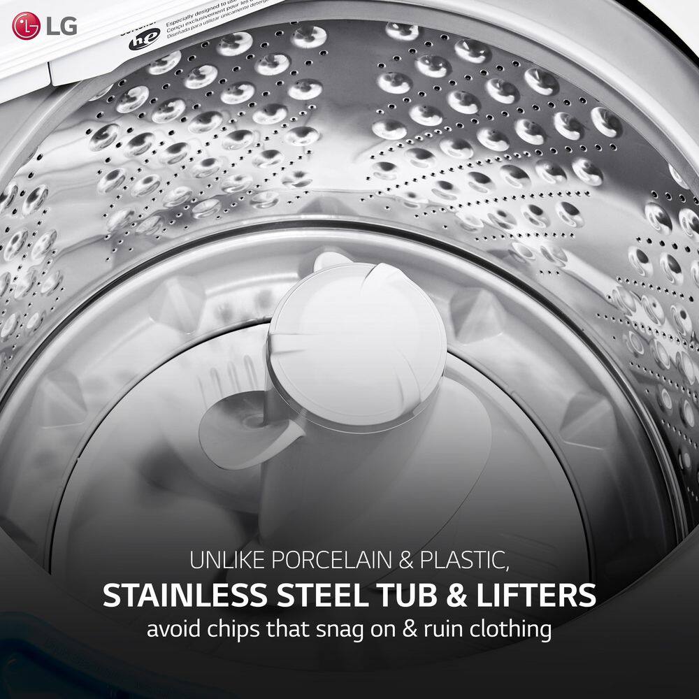 LG 4.3 Cu. Ft. Top Load Washer in White with 4-Way Agitator NeveRust Drum and TurboDrum Technology WT7005CW