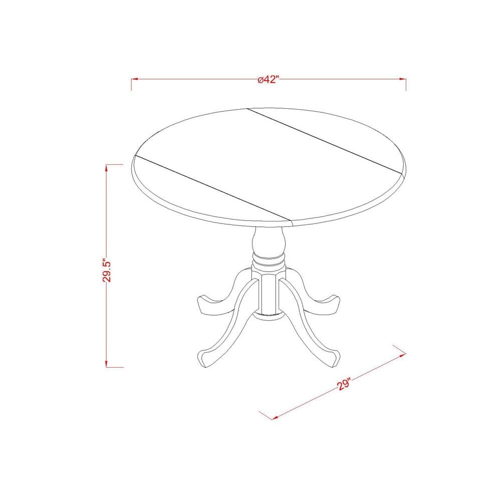 East West Furniture Dining Set Contains a Round Dining Table with Dropleaf and Kitchen Chairs  Mahogany (Pieces Option)