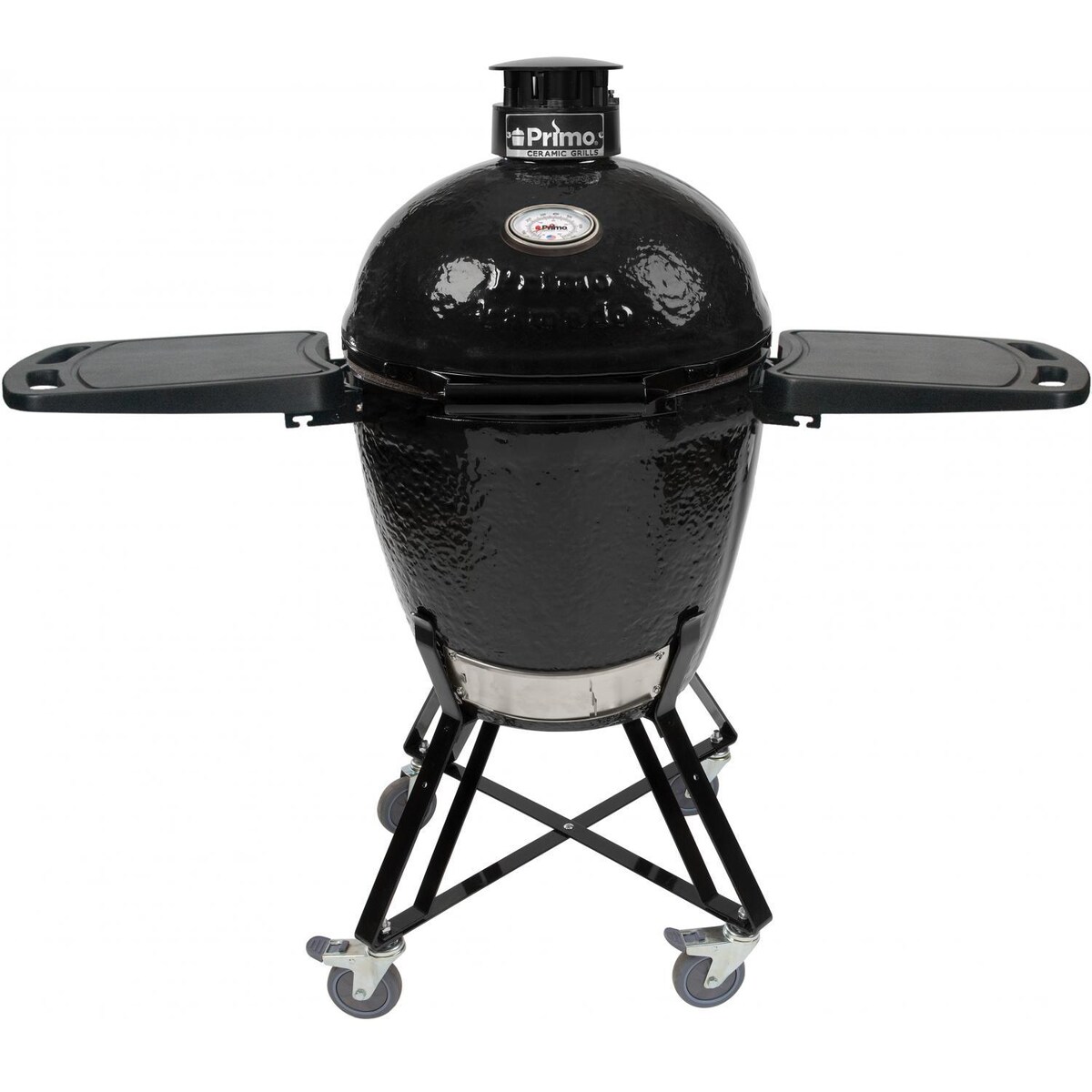 Primo All-In-One Round Ceramic Kamado Grill With Cradle and Side Shelves