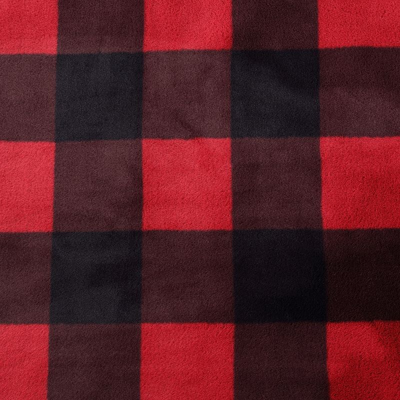 Eddie Bauer Cabin Buffalo Plaid Red Faux Fur Throw and Pillow Set