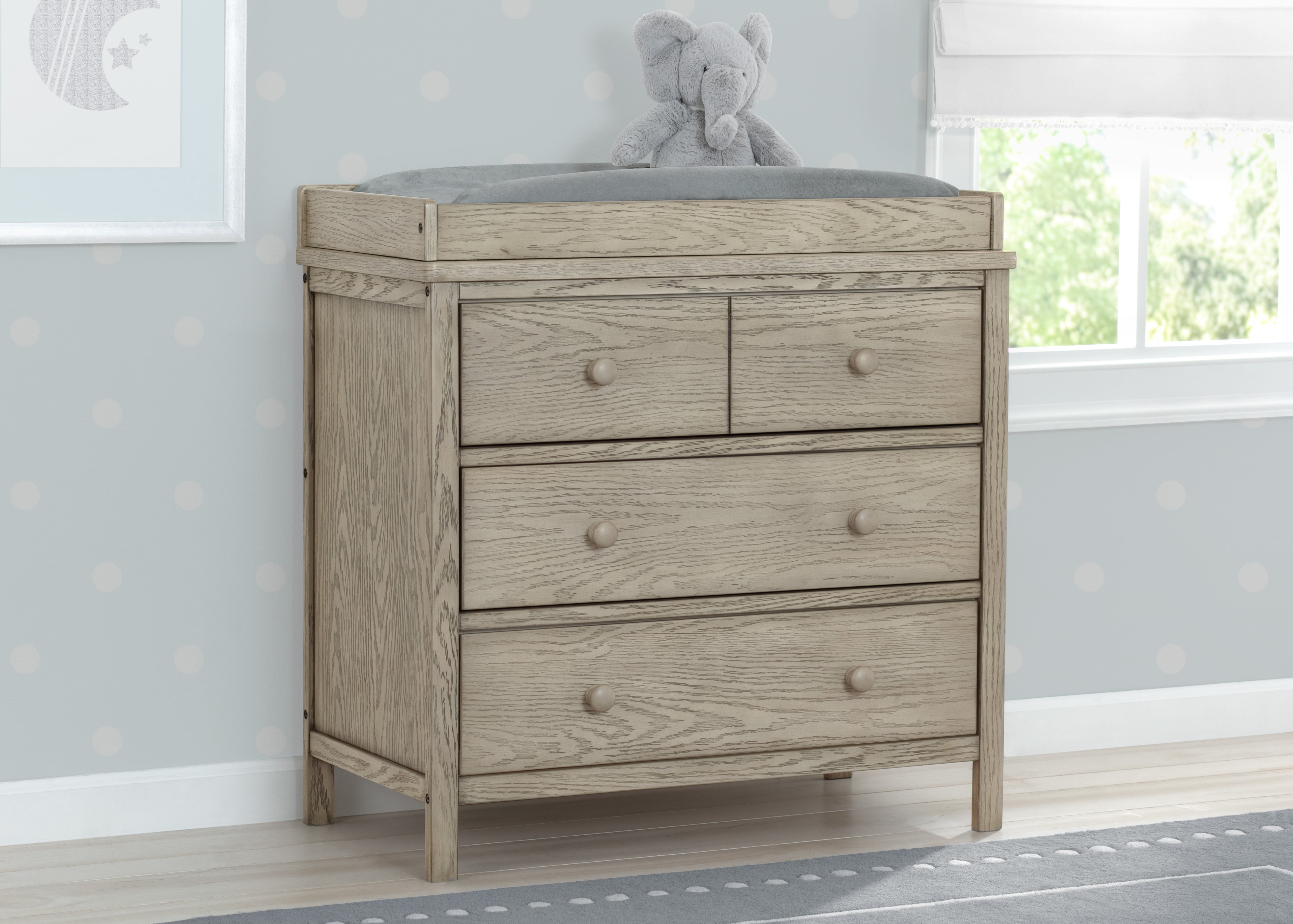 Delta Children Middleton 3 Drawer Dresser, Textured Limestone