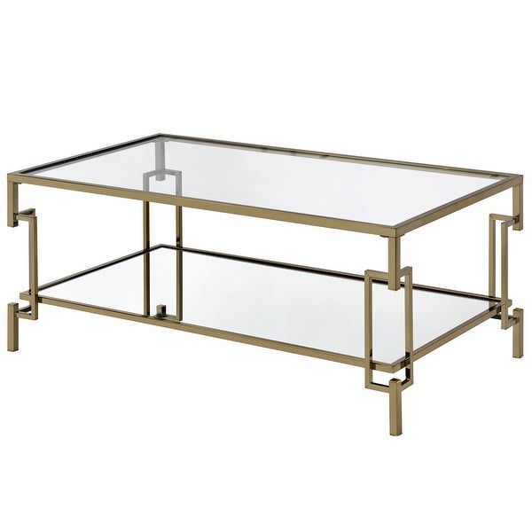 Furniture of America Yout Glam Champagne 43-in Glass Top Coffee Table