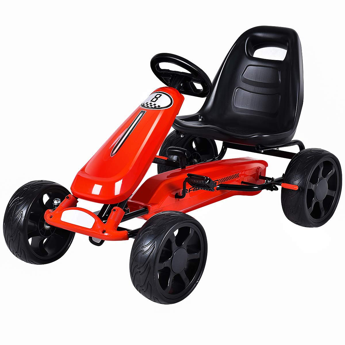 Costzon Go Kart, 4 Wheel Powered Ride On Toy, Outdoor Racer Pedal Car with Clutch