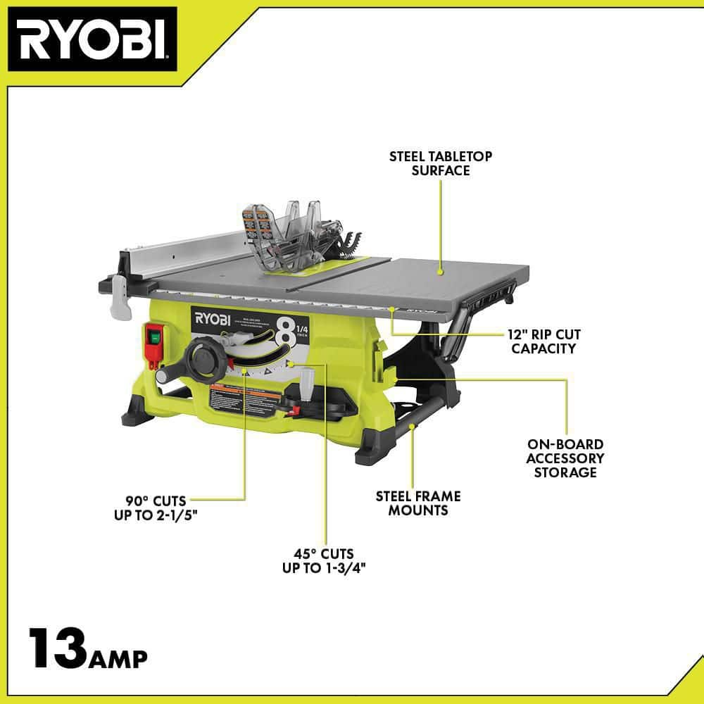 RYOBI 13 Amp 8-1/4 in. Compact Portable Corded Jobsite Table Saw (No Stand) RTS08