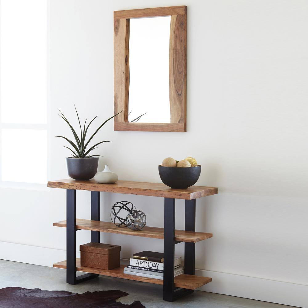 Alaterre Furniture Alpine 48 in. Natural Standard Rectangle Wood Console Table with Storage AWAA1020S