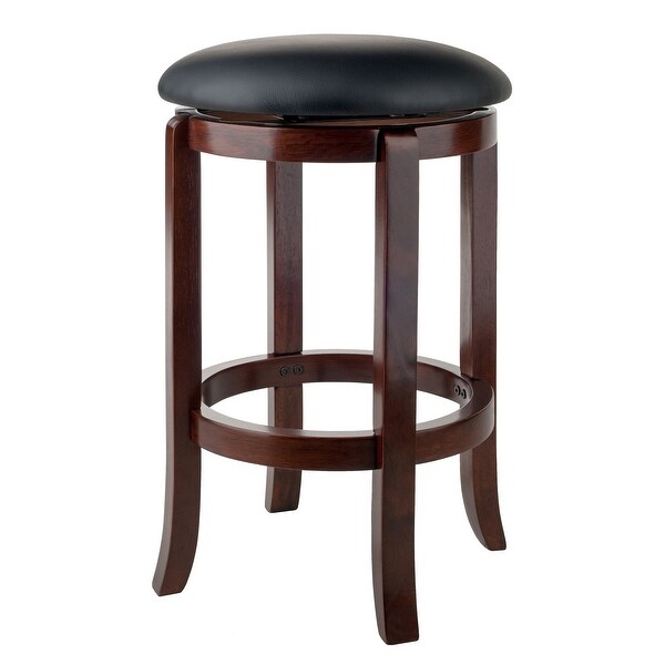 Walcott Cushion Swivel Seat Counter Stool， Black and Walnut - Walnut / Black