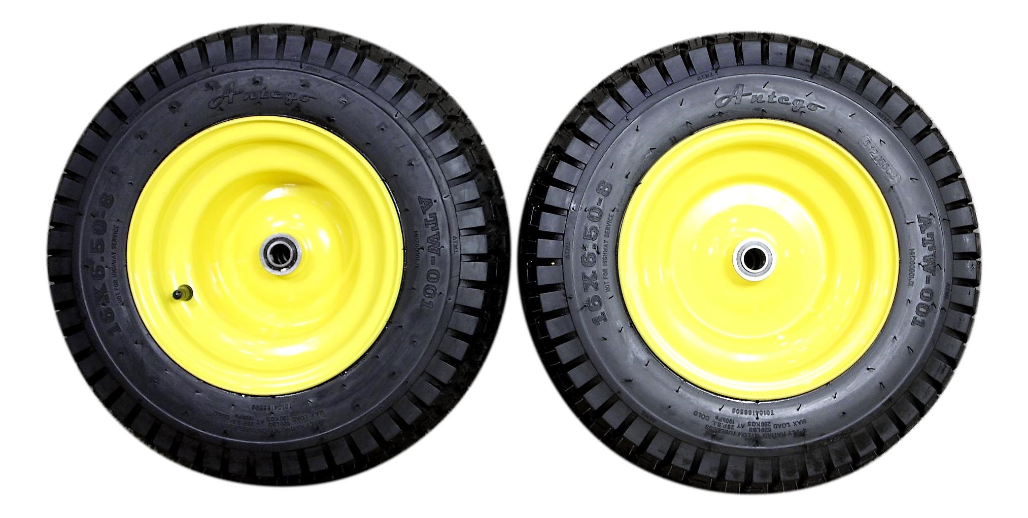 Antego Tire and Wheel (Set of 2) 16x6.50-8 Tires and Wheels 4 Ply for Lawn and Garden Mower Turf Tires .75