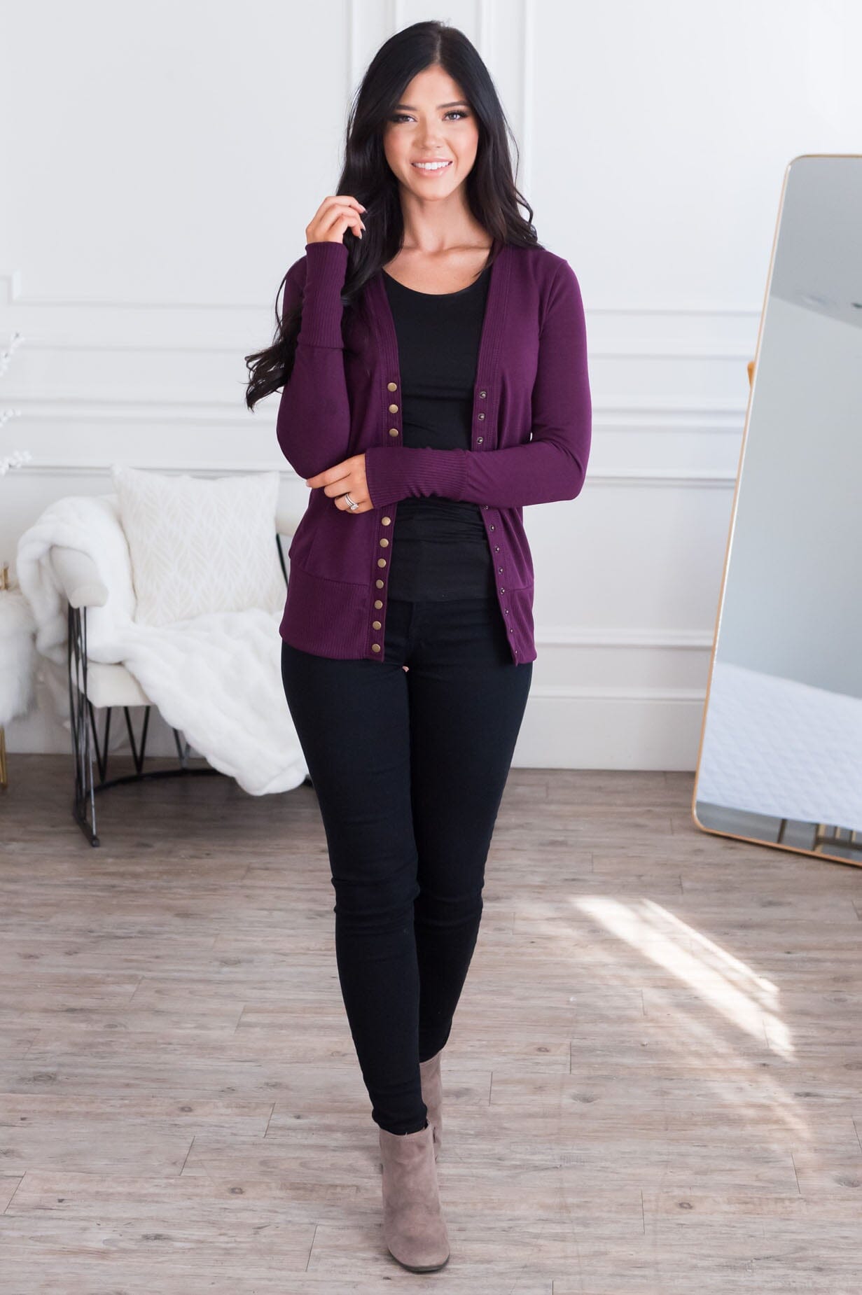 Free Soul Modest Button Cardigan