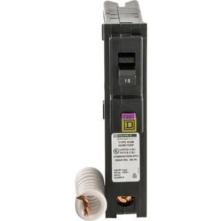 Square D Homeline 15 Amp Single-Pole Dual Function (CAFCI and GFCI) Circuit Breaker HOM115DFC