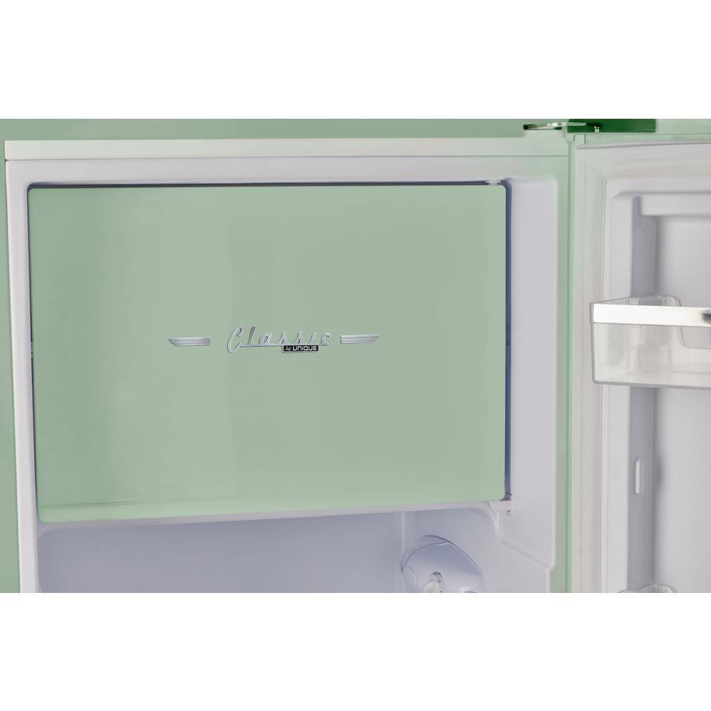 Unique Appliances Classic Retro 21.6 in. 7.6 cu. ft. Retro Single Door Mini Refrigerator with Freezer in Summer Mint Green ENERGY STAR UGP-230L LG AC