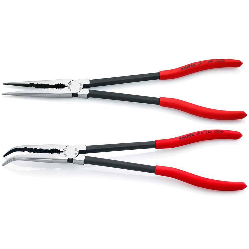 KNIPEX 11 in. Extra Long Straight and Angled Needle Nose Pliers Set with Storage Pouch 9K 00 80 128 US