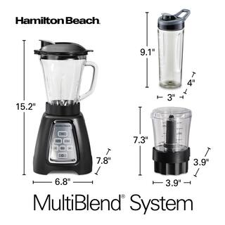 Hamilton Beach Multiblend 52 oz. 6-Speed Black Countertop Blender with Glass Jar and Travel Jar and Food Chopper 58242