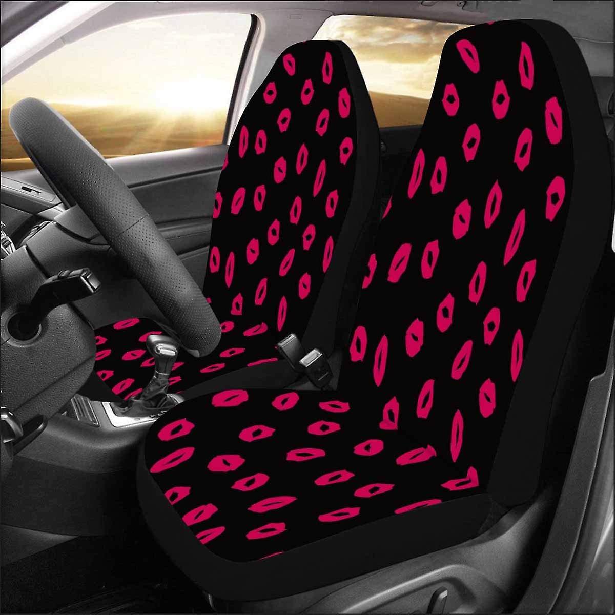 Set Of 2 Car Seat Covers Pink Lips Universal Auto Front Seats Protector Fits For Car，suv Sedan，truck