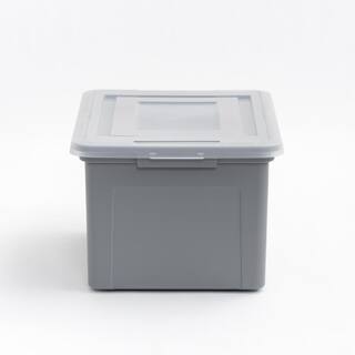 IRIS 8.5-Gal. Snap Tight Plastic File Organizer Storage Box Gray with Clear Lid 3 Pack 500166