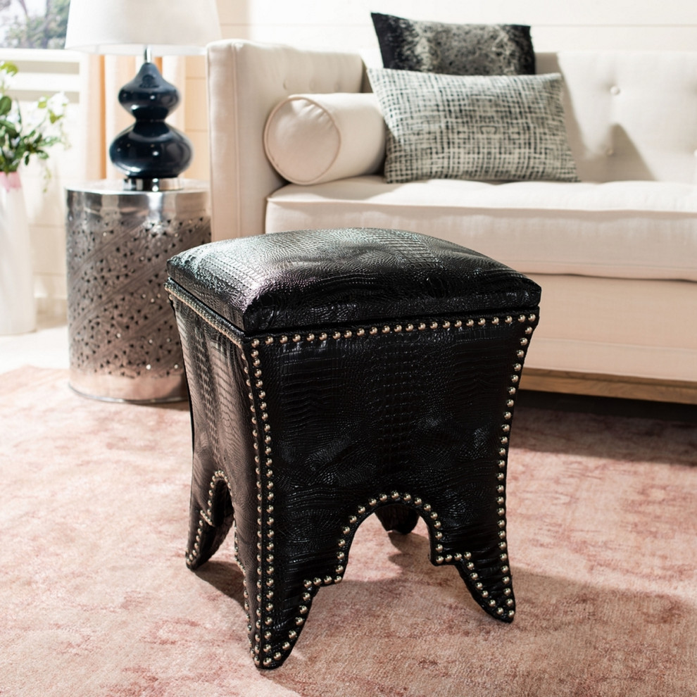 Rita Ottoman  Silver Nail Heads Black   Transitional   Footstools And Ottomans   by Rustic Home Furniture Deco  Houzz