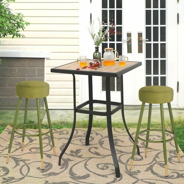 Adeco Bar Stools， Set of 2 Round Velvet Breakfast Stools Footrest - 20.5