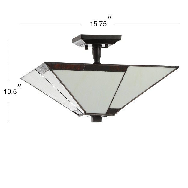 Glass metal Julian  Style Semi Flush Mount includes Energy Efficient Light Bulb White Jonathan Y