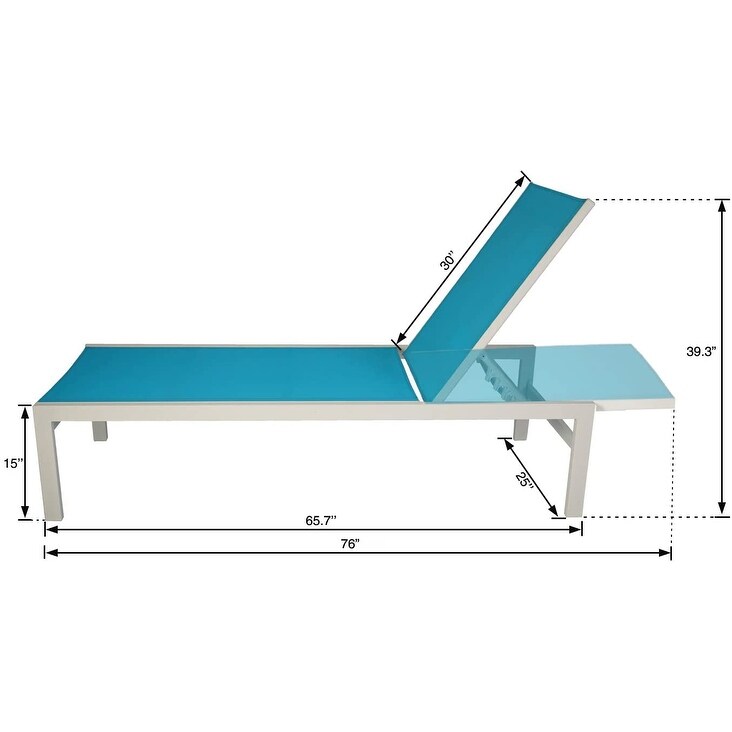 Kozyard Modern Full Flat Aluminum Patio Reclining Adjustable Chaise Lounge with Sunbathing Textilence for  Weather