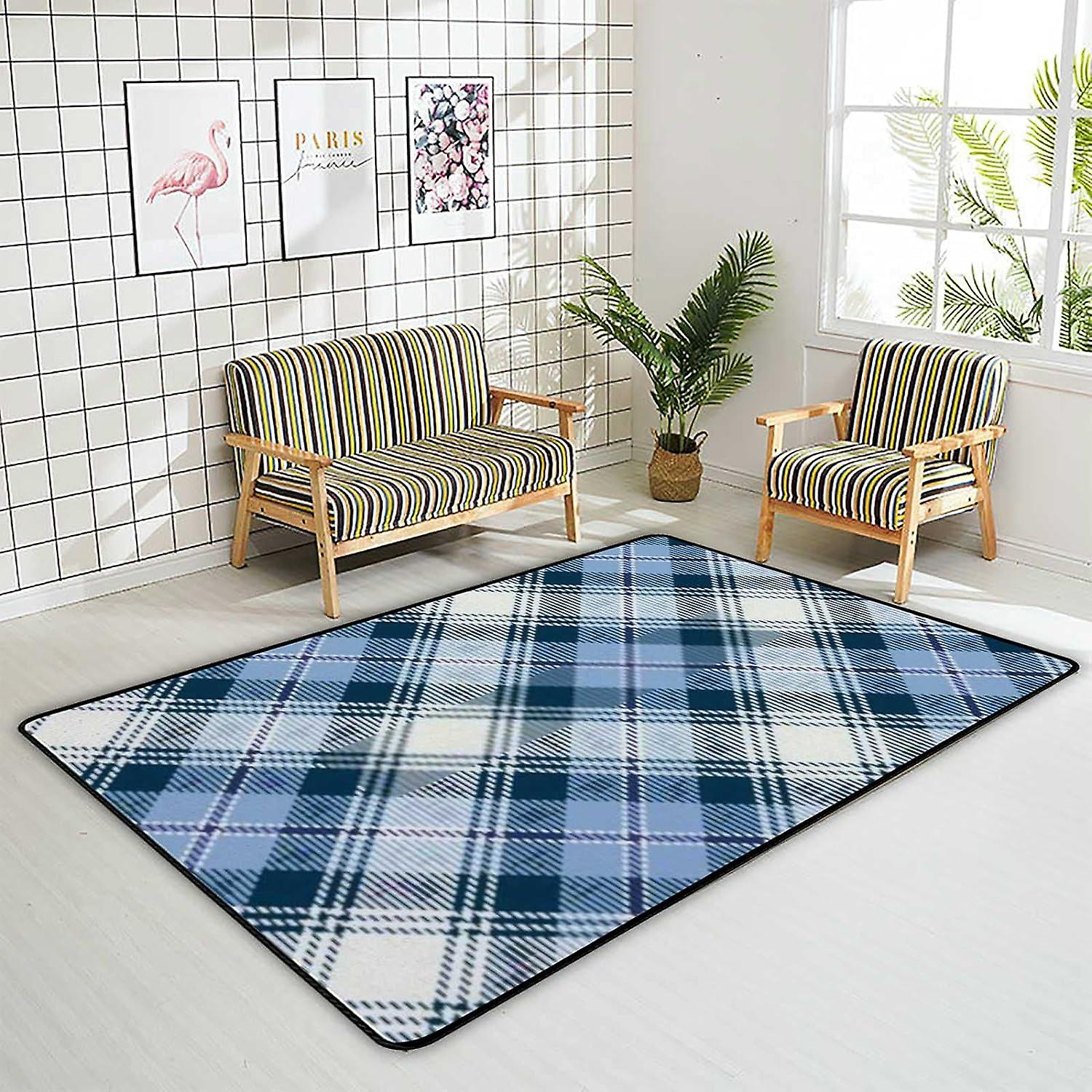 Soft Area Rugs Colorful Chevron Plaid Tartan Texture Floor Carpet Mat For Kids Playing Room Hardwood Floor Living Room 63x48in