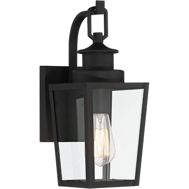 High Farmhouse Rustic Lantern Outdoor Wall Light Fixture Mount Porch House Edison Bulb Textured Black Finish Metal