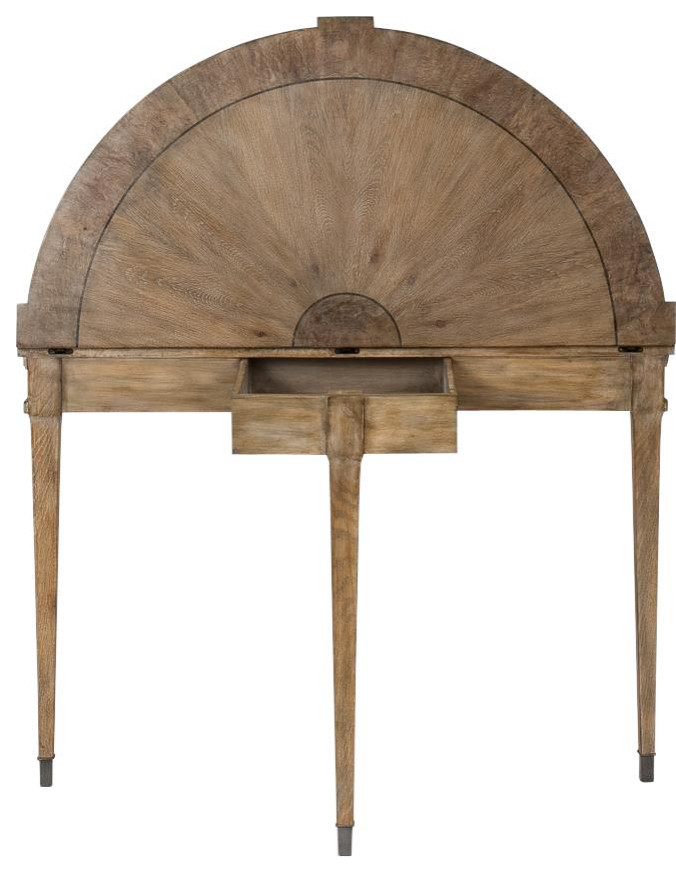 Console SARREID Demilune Heather Gray Knotty Oak Chestnut Burl   Transitional   Console Tables   by EuroLuxHome  Houzz