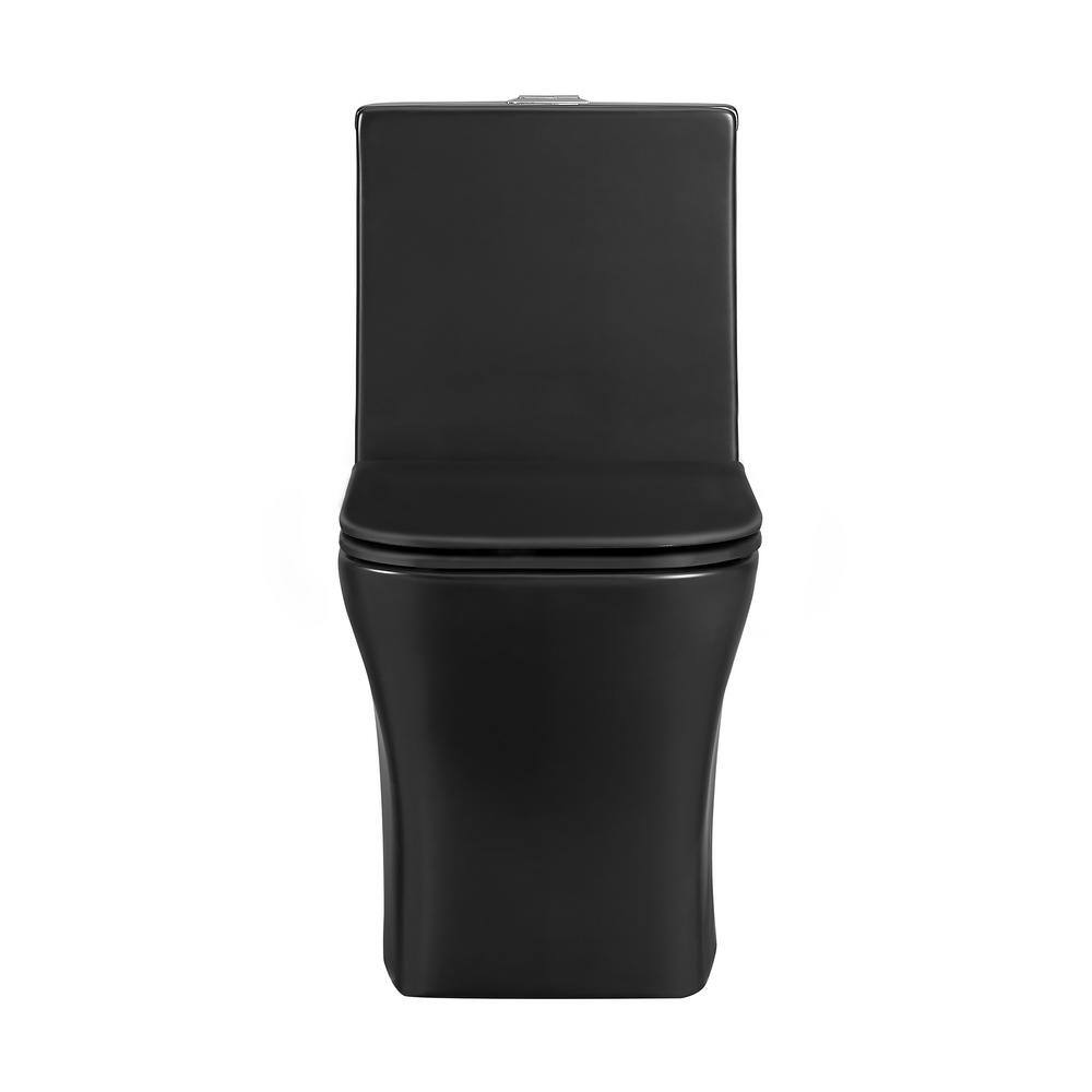 Swiss Madison Concorde 1-Piece 0.8 GPF1.28 GPF Dual Flush Square Toilet in Matte Black Seat Included SM-1T106MB