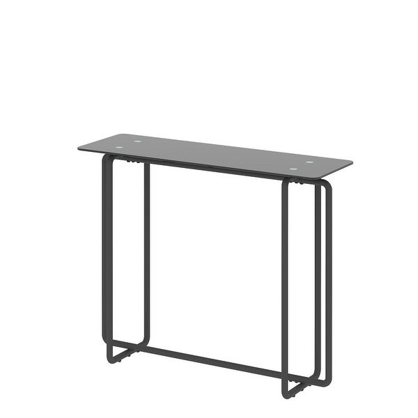 Rectangular Single Layer Console Table with Tempered Glass Tabletop