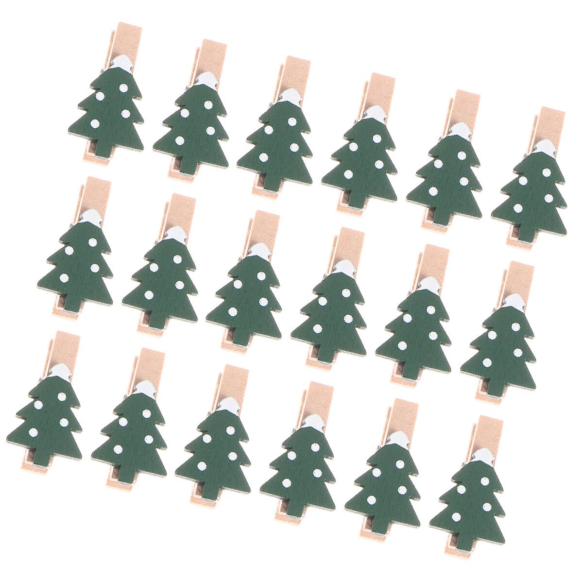 25pcs Christmas Themed Wooden Mini Clips Cartoon Paster Photo Folder Christmas Tree Pattern Clips Diy Photo Craft Decoration