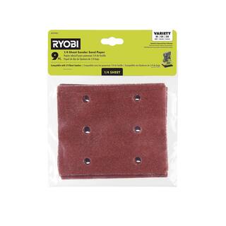 RYOBI 9-Piece 14 Sheet Sand Paper Assortment Set - 80 120 and 220 Grit A19901