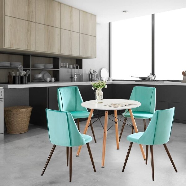 Sets of 2 velvet Modern Upholstered Side Dining Chair for Kitchen Living Room with Metal Legs， Lake Green Brand: Wonder Comfort