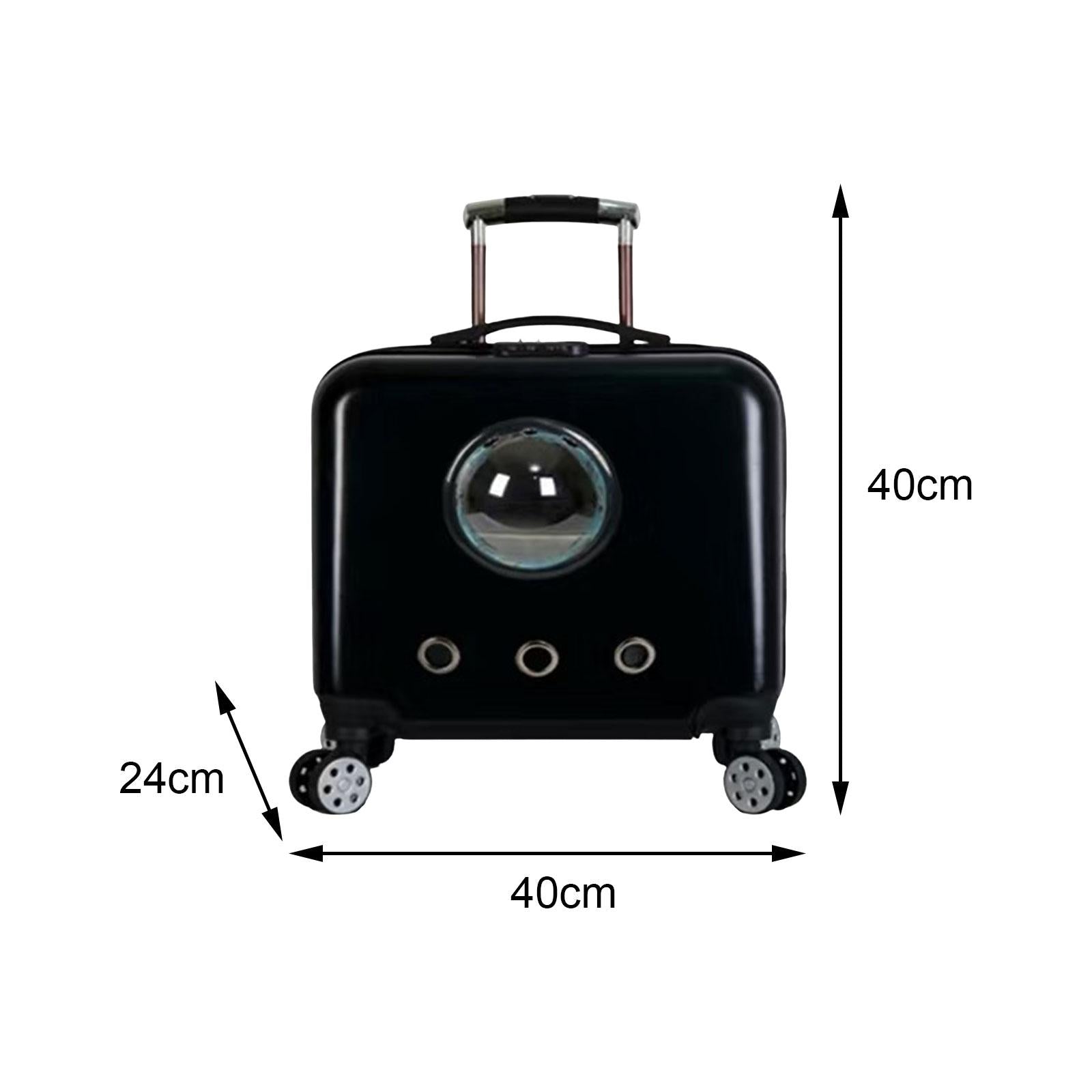 Cat Trolley Case Backpack with Wheel Transparent Space Package Tote Pet Carrier Cage Carrying Bag for Small Animals Puppy Kennel Rabbit black