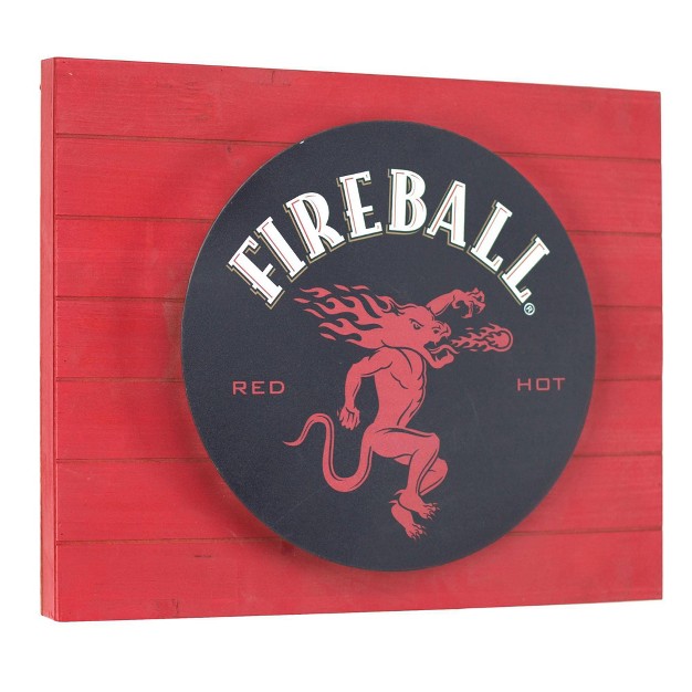 Fireball Whisky Vintage Metal Backlit Led Wall Sign Panel Black American Art Decor