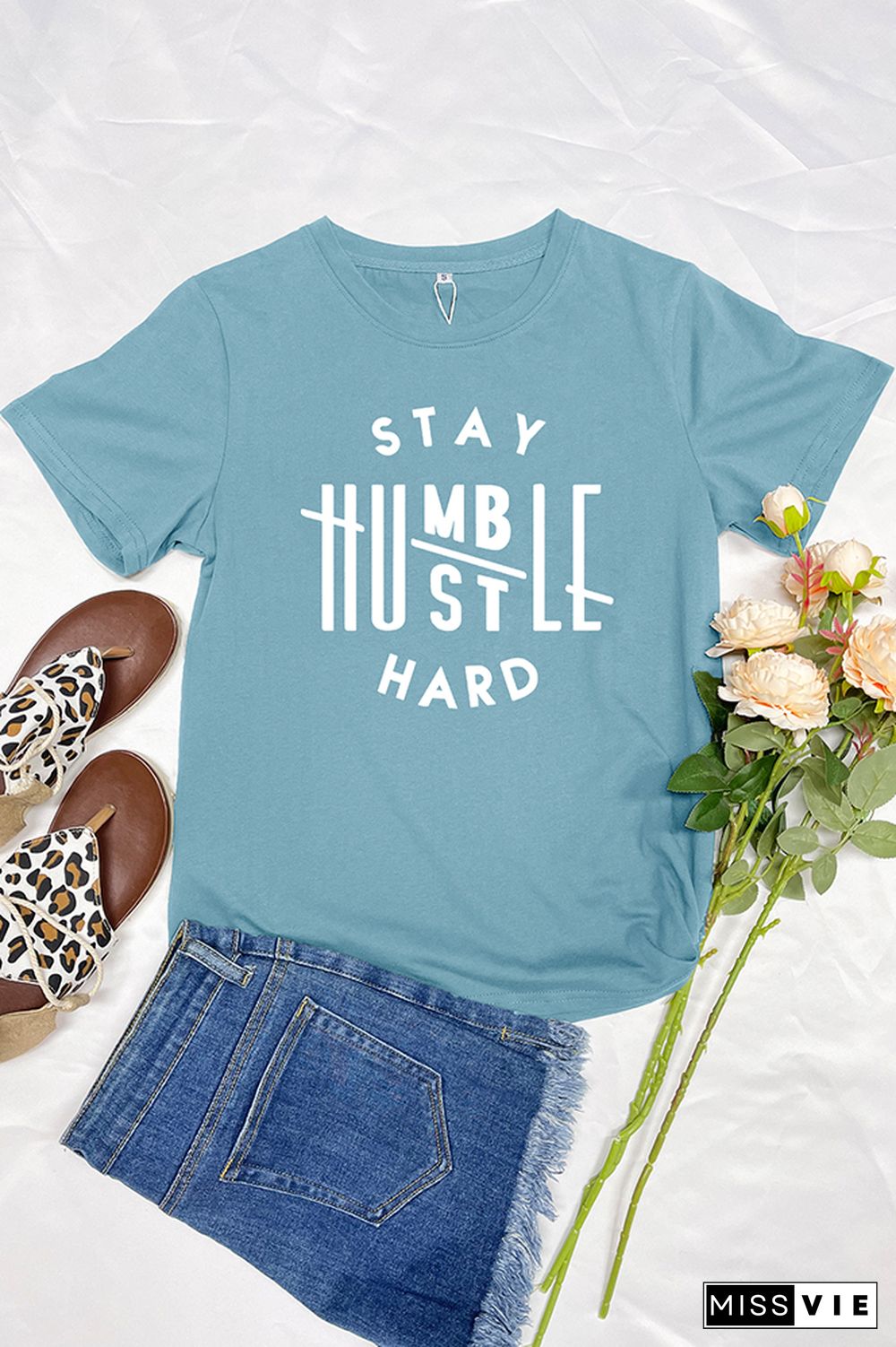 Stay Humble Hustle Hard Short Sleeve Graphic Tee Wholesale