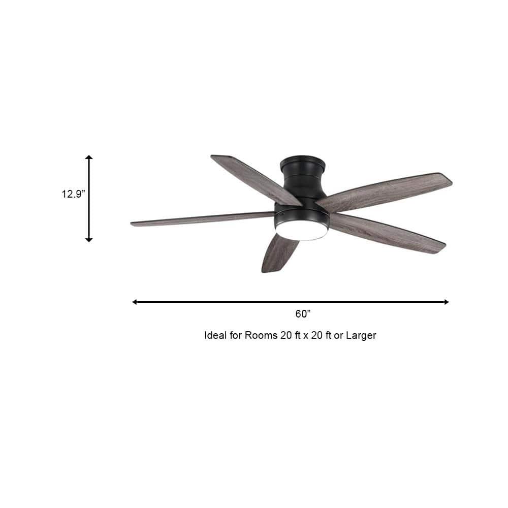 Home Decorators Collection Ashby Park 60 in Integrated White Color Changing LED Matte Black Ceiling Fan with Light Kit and Remote Control