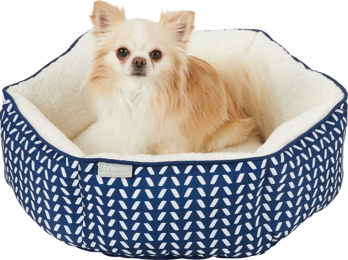 Frisco Sherpa Hexagon Bolster Cat and Dog Bed