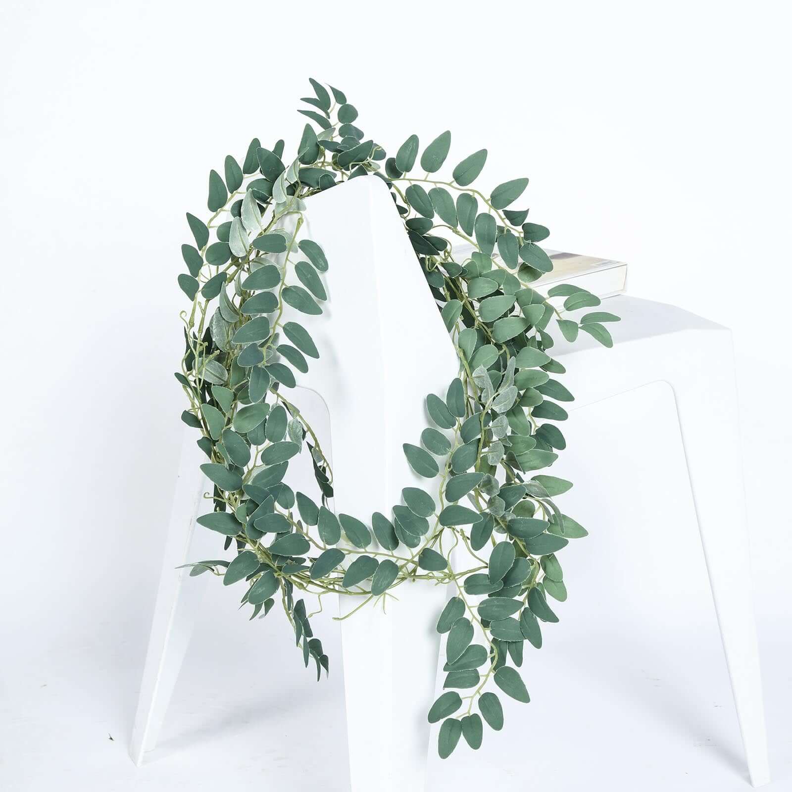 2 Pack Green Artificial Honey Locust Leaf Garland, Flexible Vine 6ft