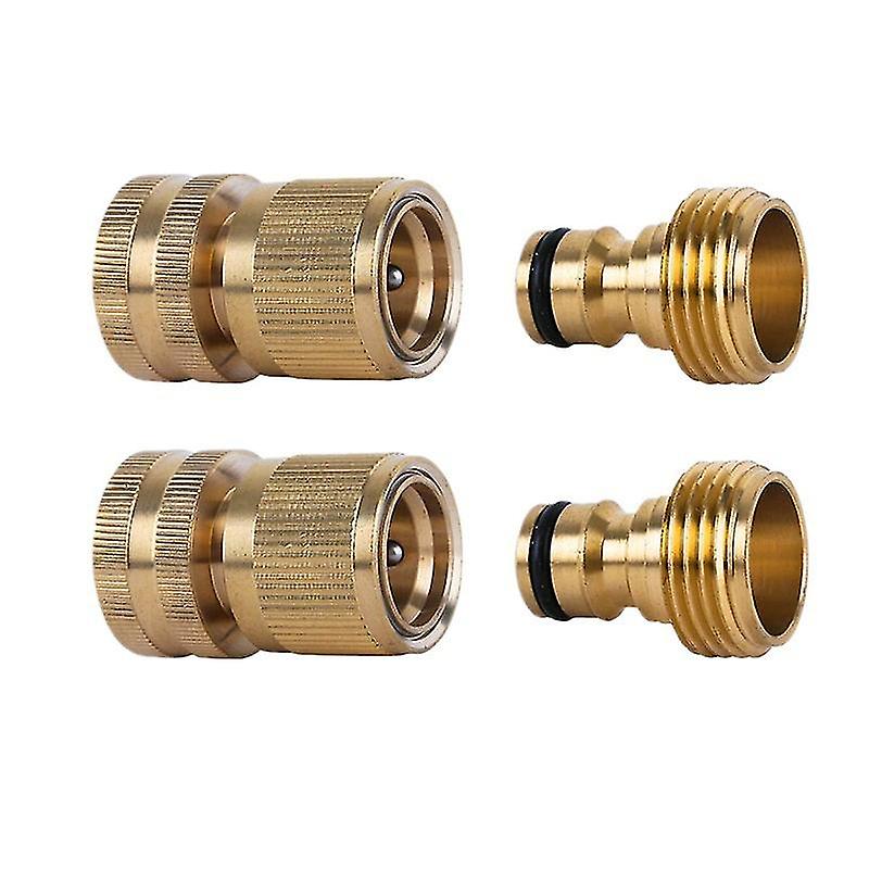 Brass Hose Connector With Female Thread 2 Pieces 3/4 Inch And Brass Tap Connector With Male Thread Quick Connector， Threaded Tap Adapter