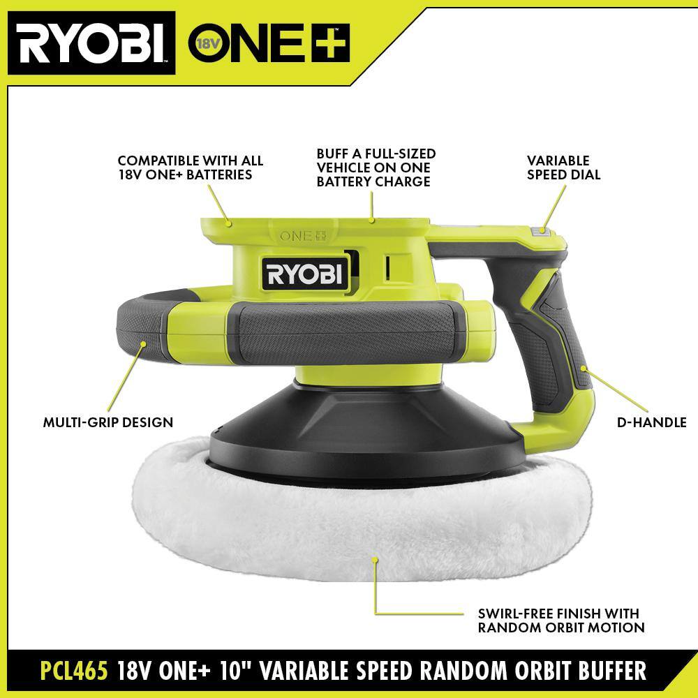 RYOBI ONE+ 18V Cordless 10 in. Variable Speed Random Orbit Buffer (Tool Only) PCL465B