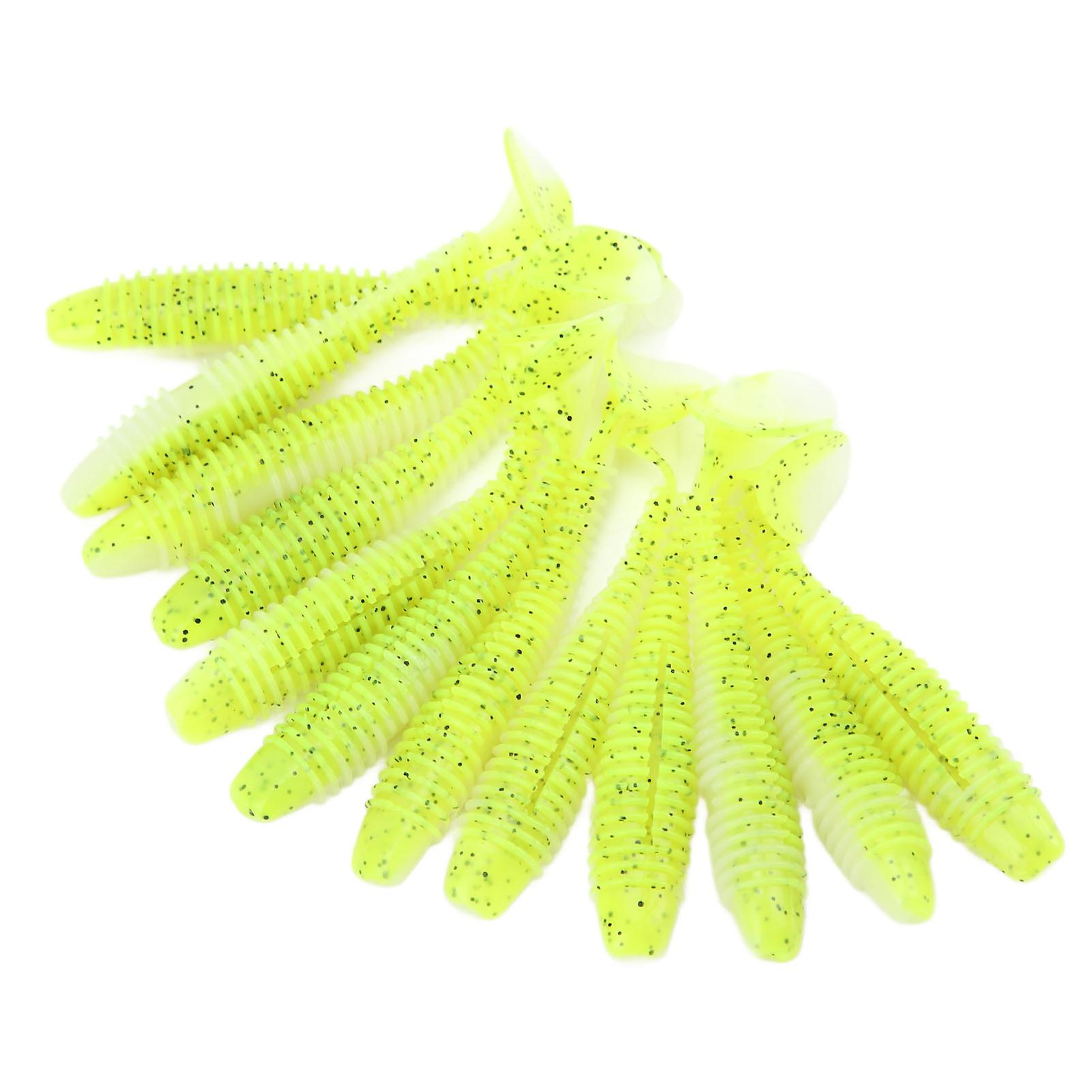 12pcs Soft Bait Lure 70mm 2.9g Paddle Tail Soft Bait Set Aritificial Swimbaits For Saltwater Freshwateryellow And White