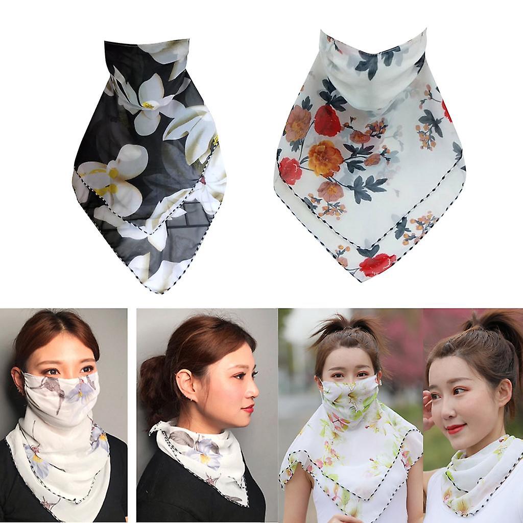 2pcs Half Face Mask Scarf Mouth Cover Spring Travel Sun Protective Ice Silk