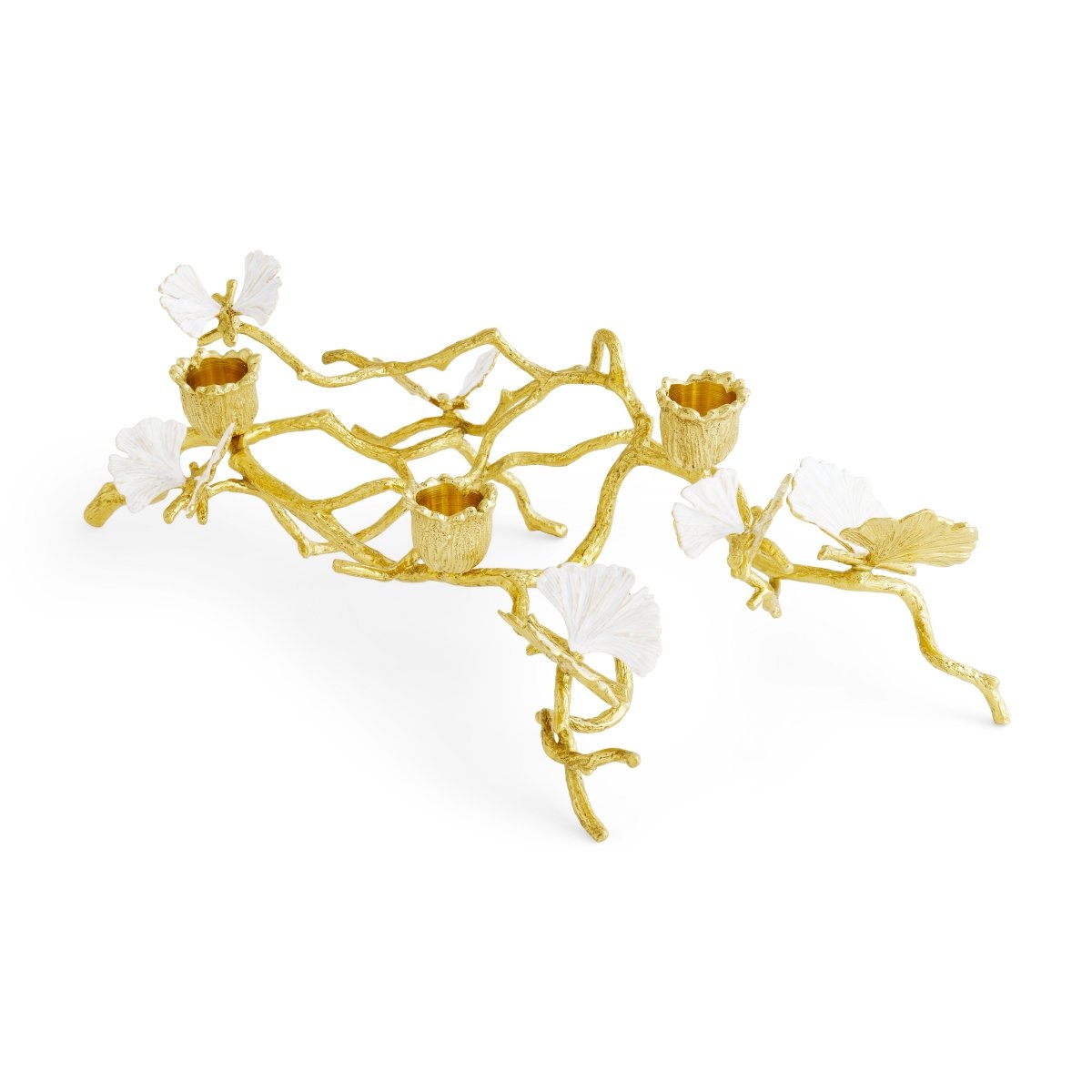 Butterfly Ginkgo Gold Low Candleholders