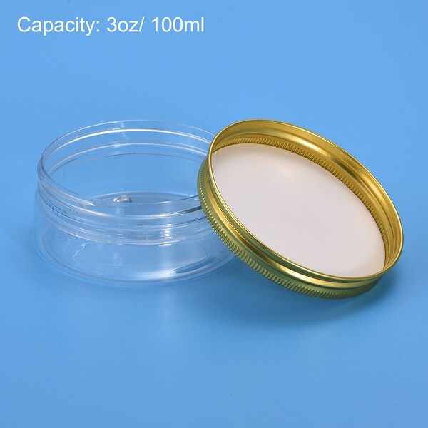 1oz/ 30ml Round Plastic Jars with Golden Aluminum Screw Top Lid 10Pcs - Clear - 50mm