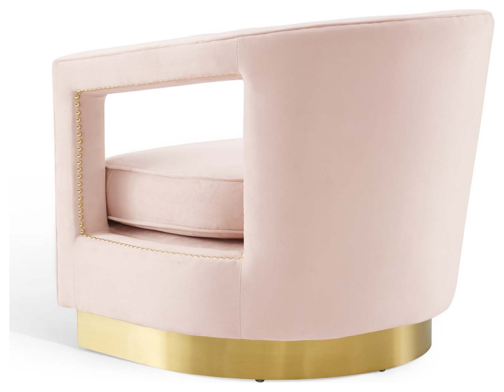 Armchair Accent Chair  Velvet  Pink  Modern  Living Lounge Hotel Hospitality   Contemporary   Armchairs And Accent Chairs   by House Bound  Houzz