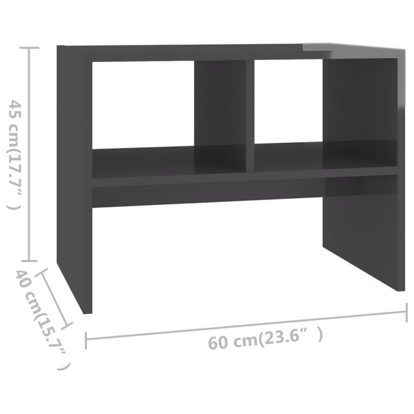 vidaXL Side Table High Gloss Gray 24