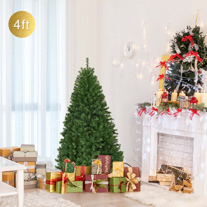 Premium Hinged Prelit Artificial Christmas Tree with Multi-Color LED Lights, 11 Lighting Modes, Metal Stand