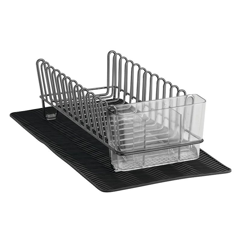 mDesign Compact Dish Drying Rack and Silicone Mat， Set of 2