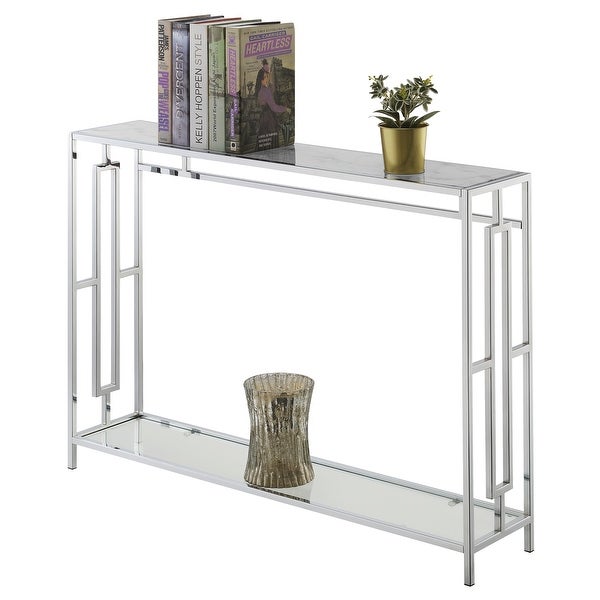 Silver Orchid Adolfi Chrome Console Table with Shelf