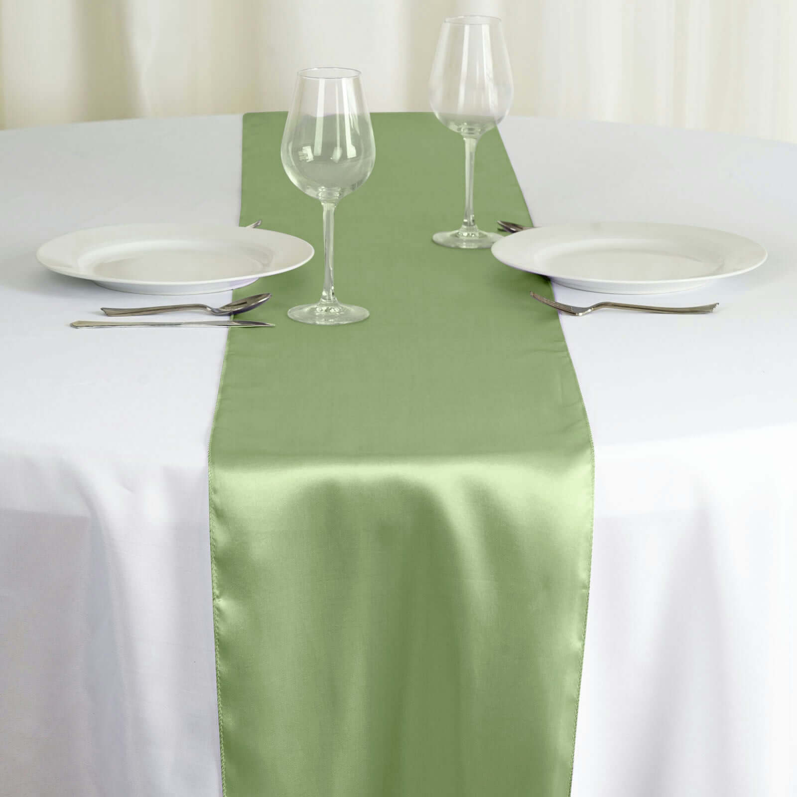 Sage Green Satin Table Runner 12